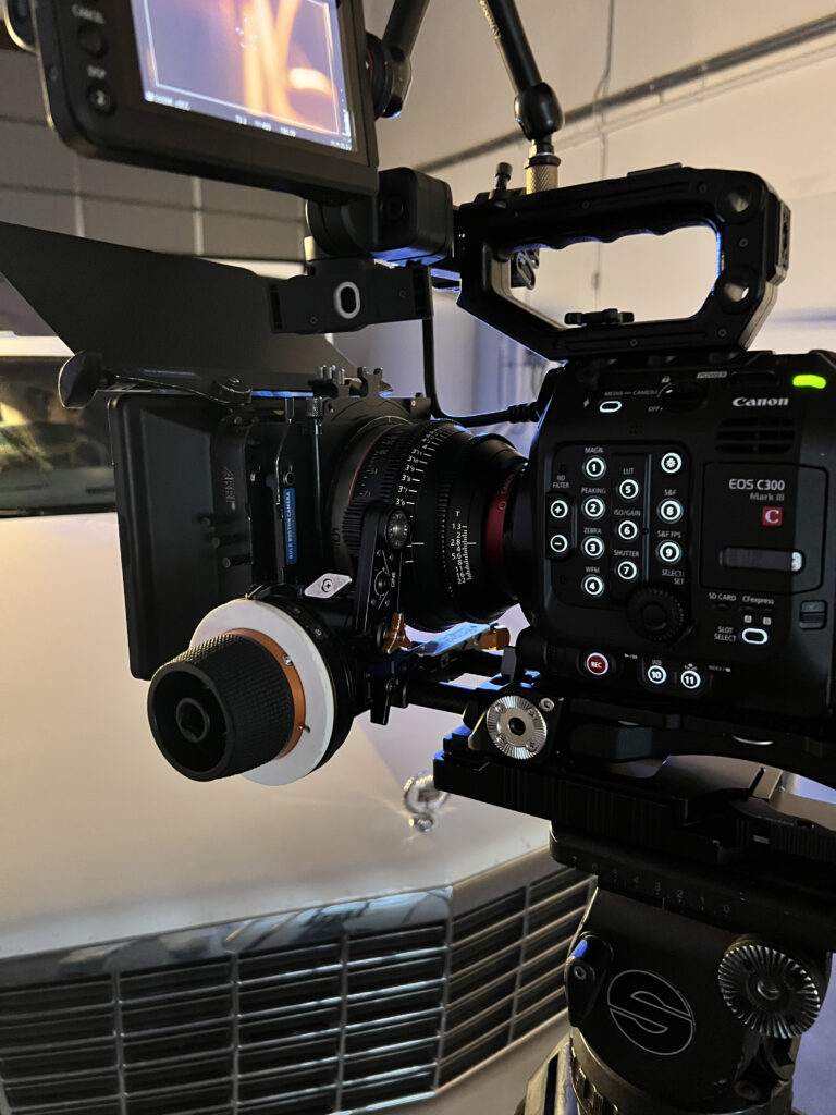 A cinema camera with mattebox